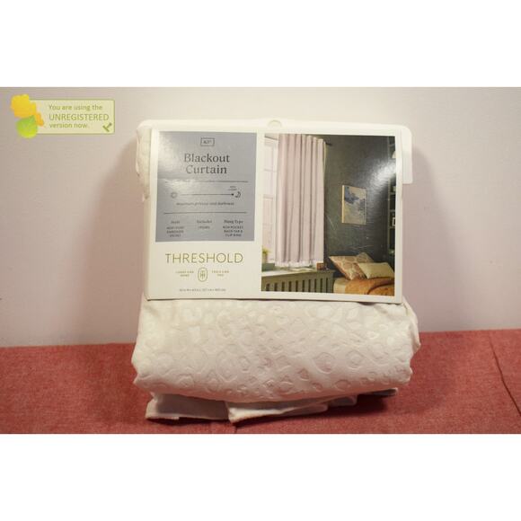 Threshold 50x63" Blackout Embosse Velvet Rod Pocket Curtain Panel Ivory (Marks)* - Picture 5 of 8